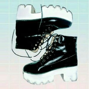 Platform Black and White ankle booties